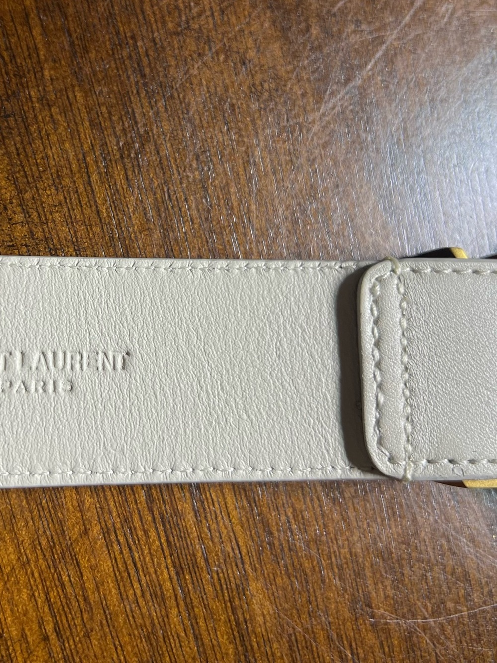 Saint Laurent Off White Leather Belt with Gold YSL Hardware - L/XL - Picture 5 of 6
